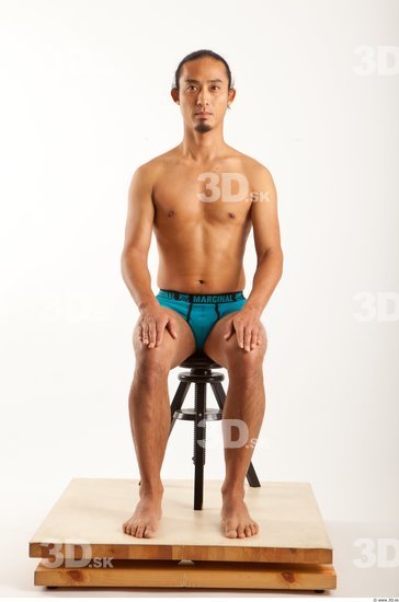 Man Asian Underwear Shorts Average Sitting Bearded Studio photo references