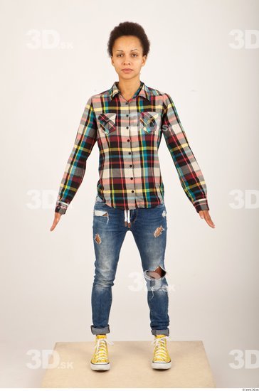 Hair Woman Casual Shirt Jeans Studio photo references
