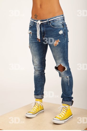 Thigh Calf Leg Woman Casual Jeans Studio photo references