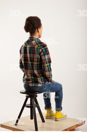 Man Woman Black Hairy Casual Slim Sitting Studio photo references