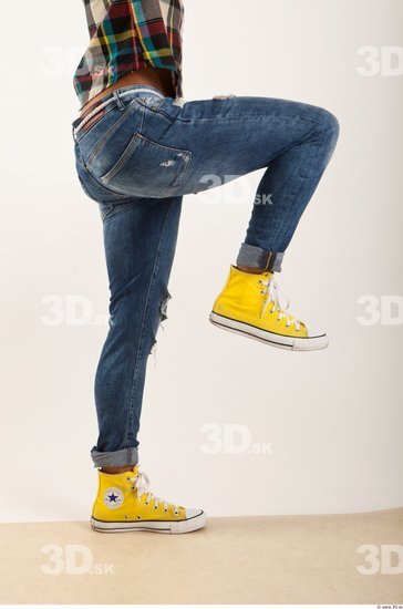 Leg Man Woman Black Hairy Casual Jeans Slim Studio photo references