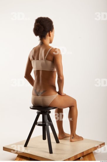 Woman Black Underwear Slim Sitting Studio photo references
