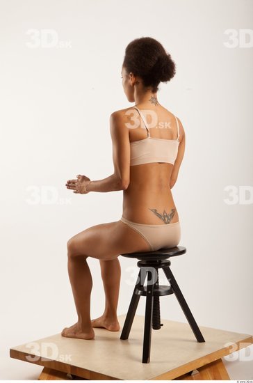 Man Woman Black Hairy Underwear Slim Sitting Studio photo references