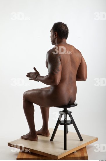 Whole Body Black Tattoo Nude Average Sitting Studio photo references