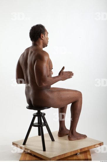 Whole Body Black Nude Average Sitting Studio photo references