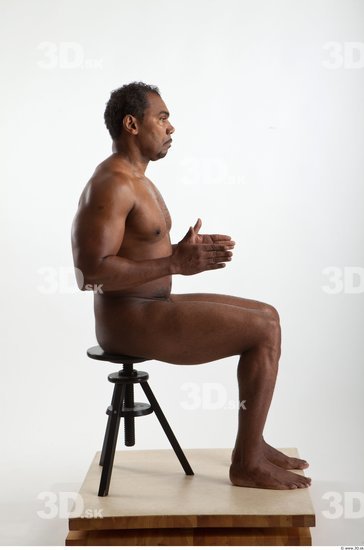 Whole Body Black Nude Average Sitting Studio photo references