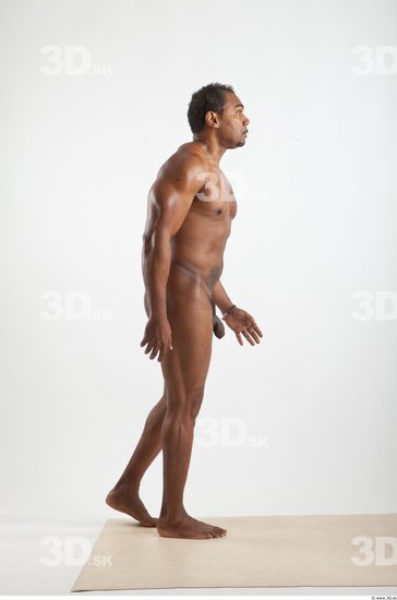 Whole Body Black Nude Average Walking Studio photo references