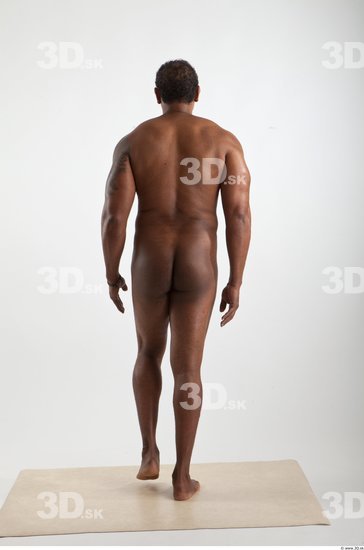 Whole Body Black Nude Average Walking Studio photo references