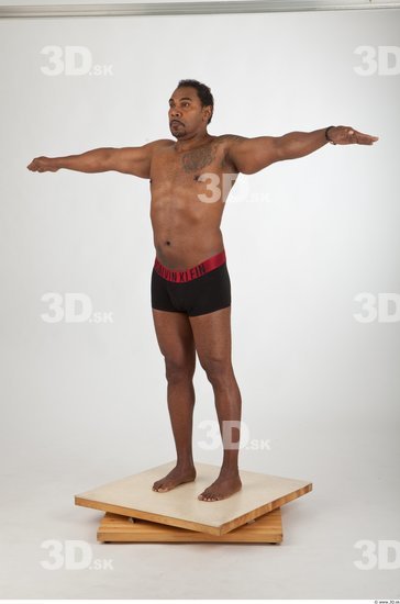 Man Black Muscular Studio photo references