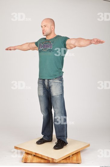 Whole Body Man White Casual Muscular Street photo references