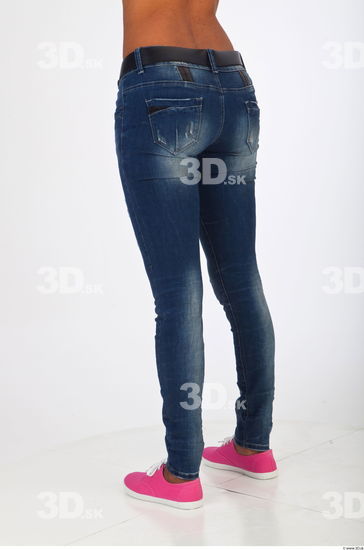 Leg reference of clothed Cecelia blue jeans pink shoes