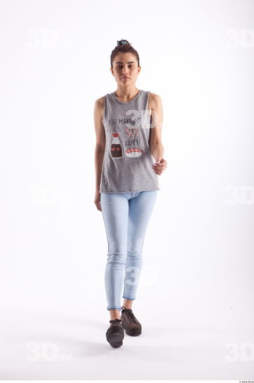 Walking photo references of Molly blue jeans womna singlet