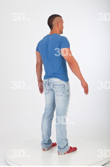 Whole body blue tshirt jeans photo reference of Regelio