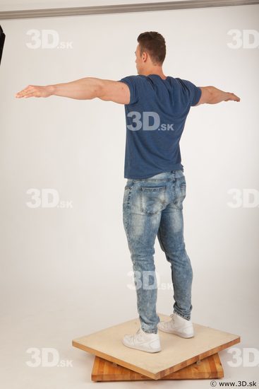 Whole body blue tshirt light blue jeans modeling t pose of Andrew