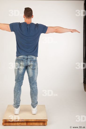 Whole body blue tshirt light blue jeans modeling t pose of Andrew