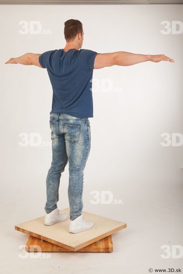 Whole body blue tshirt light blue jeans modeling t pose of Andrew