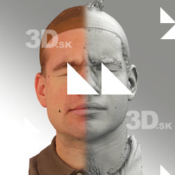 3D head scan of sneer emotion right - Petr