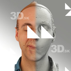 3D head scan of sneer emotion right - Lukas