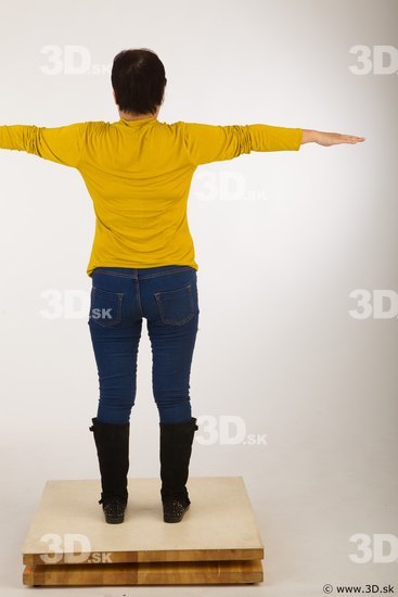 Whole body yellow sweater blue jeans black shoes t pose of Gwendolyn