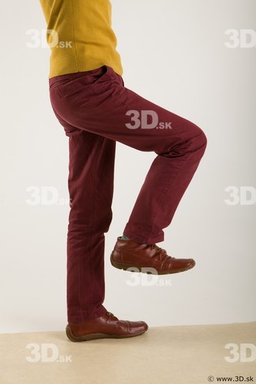 Leg flexing reference of yellow sweater red trousers Sidney