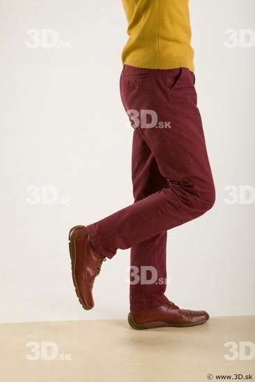 Leg flexing reference of yellow sweater red trousers Sidney