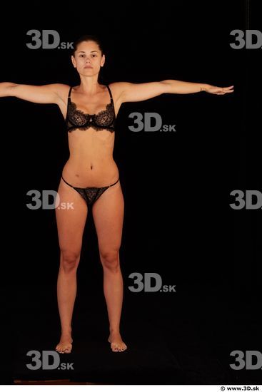 Whole body in black underwear modeling t pose of Little Caprice