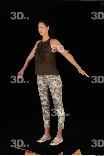 Woman Casual Shoes Shirt Pants Slim Studio photo references