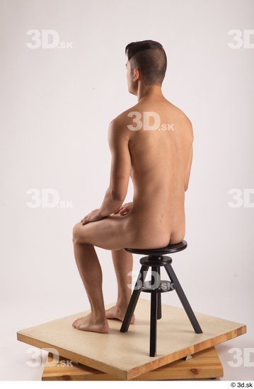 Whole Body Man White Nude Slim Sitting Studio photo references