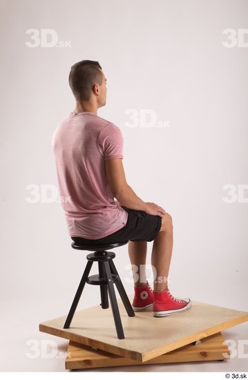 Whole Body Man White Slim Sitting Studio photo references