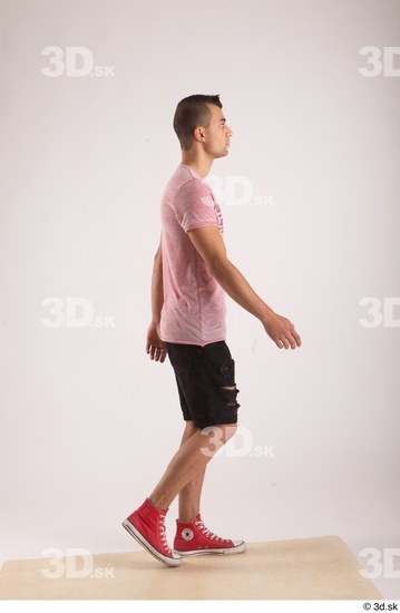 Whole Body Man White Slim Walking Studio photo references