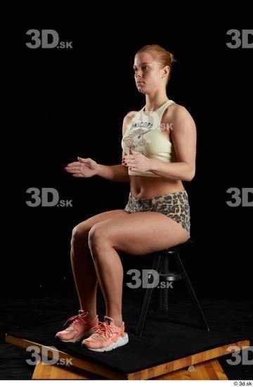 Whole Body Woman White Slim Sitting Studio photo references