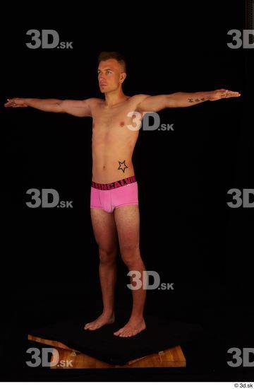 Whole Body Man T poses White Underwear Slim