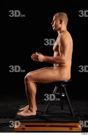 Whole Body Man White Nude Slim Sitting Studio photo references