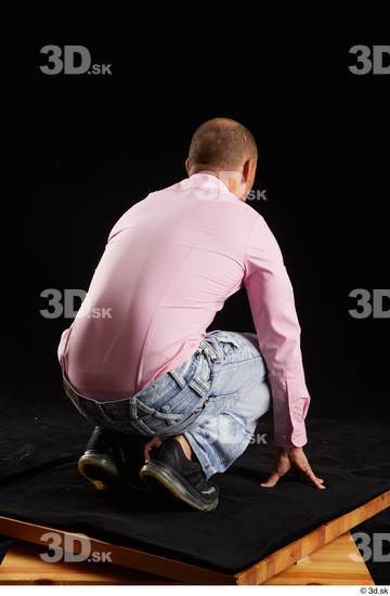 Whole Body Man White Slim Kneeling Studio photo references