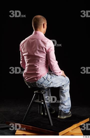 Whole Body Man White Slim Sitting Studio photo references