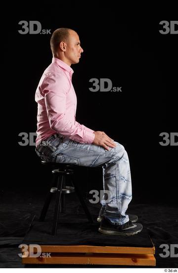 Whole Body Man White Slim Sitting Studio photo references