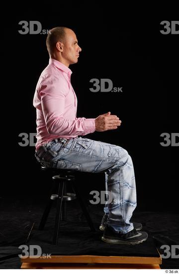 Whole Body Man White Slim Sitting Studio photo references