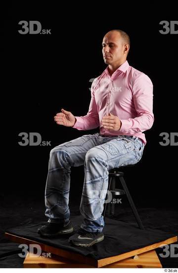 Whole Body Man White Slim Sitting Studio photo references