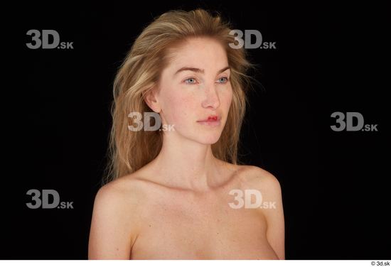Head Woman White Casual Slim Studio photo references