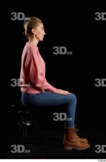 Whole Body Woman White Slim Sitting Studio photo references