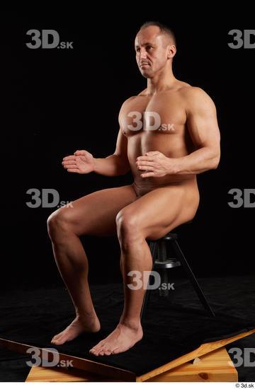 Whole Body Man White Nude Athletic Sitting Studio photo references