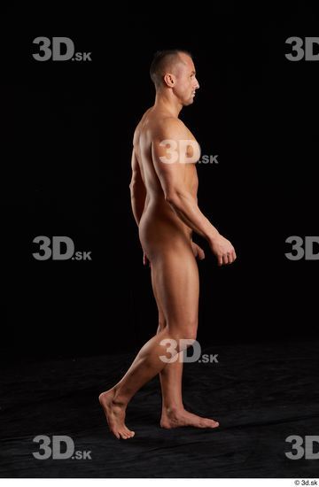 Whole Body Man White Nude Athletic Walking Studio photo references