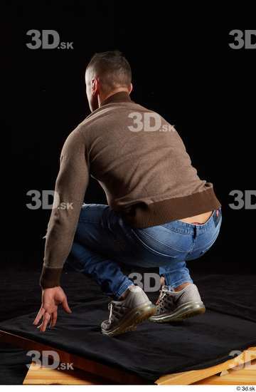 Whole Body Man White Athletic Kneeling Studio photo references