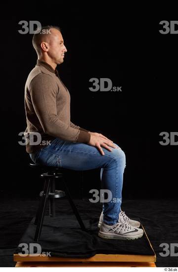 Whole Body Man White Athletic Sitting Studio photo references