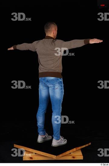 Whole Body Man White Sweatshirt Jeans Athletic Standing Studio photo references