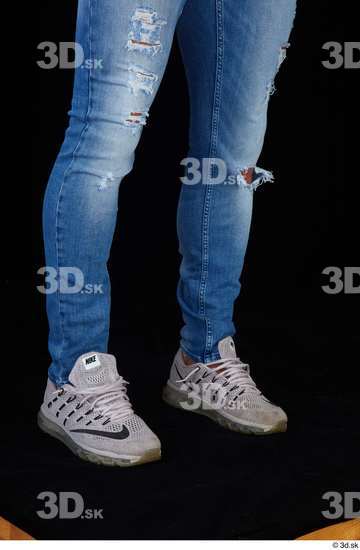 Calf Man White Jeans Athletic Studio photo references