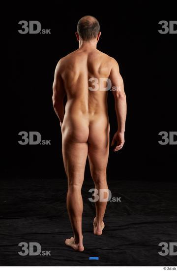 Whole Body Man White Nude Muscular Walking Studio photo references