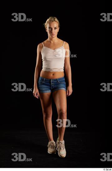 Whole Body Woman White Slim Walking Studio photo references
