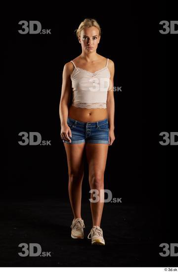 Whole Body Woman White Slim Walking Studio photo references