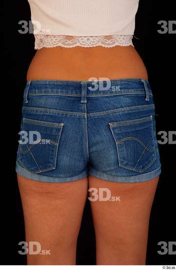 Hips Woman White Jeans Shorts Slim Studio photo references